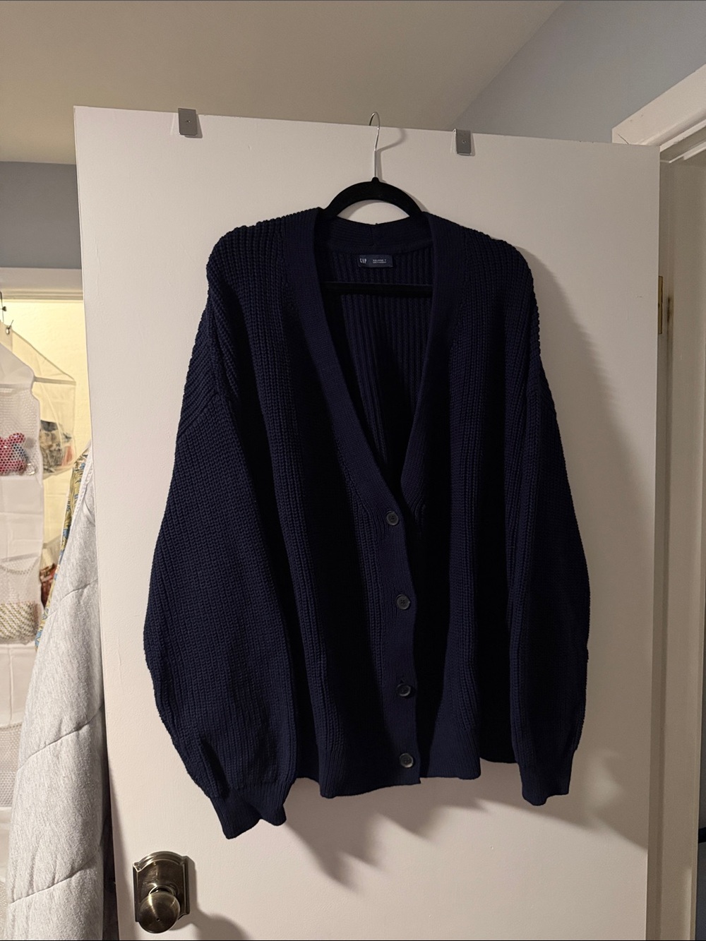GAP Men's Dark Navy Button-Up Knit Cardigan